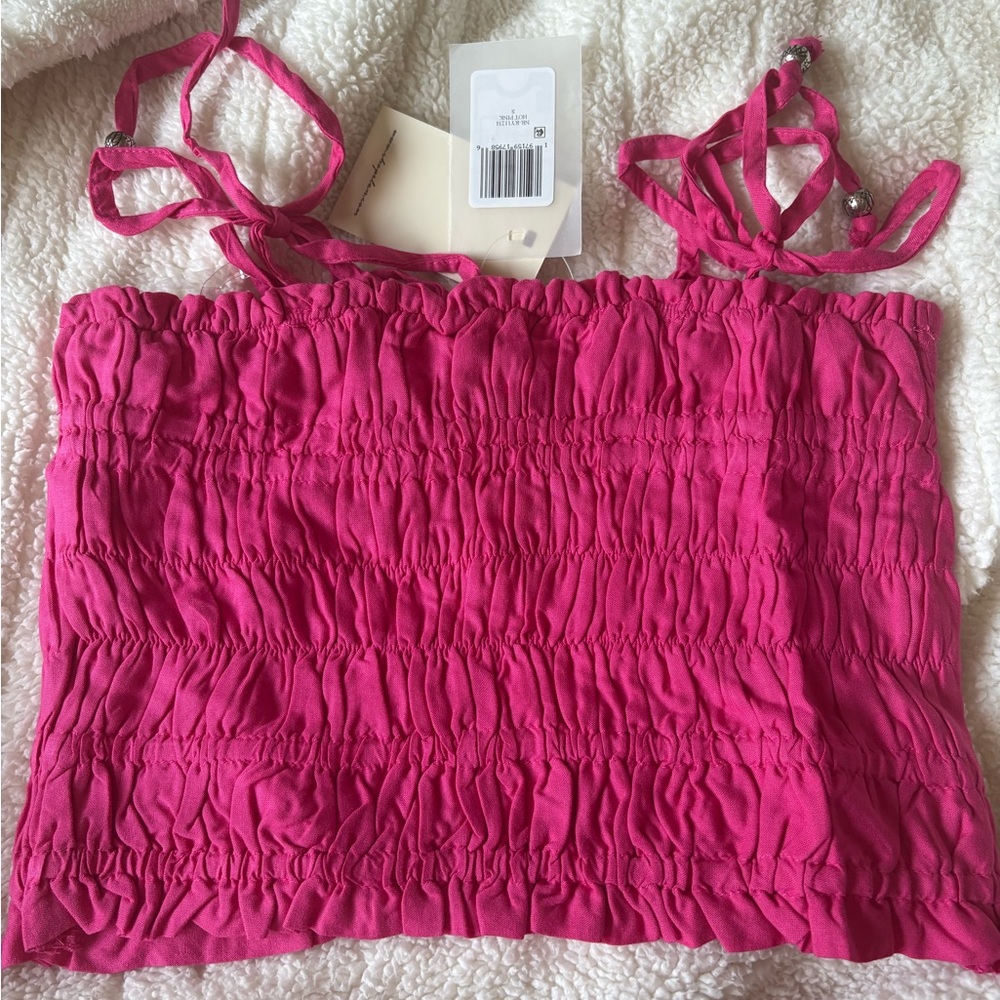 Elan Pink Smocked Camisole Top